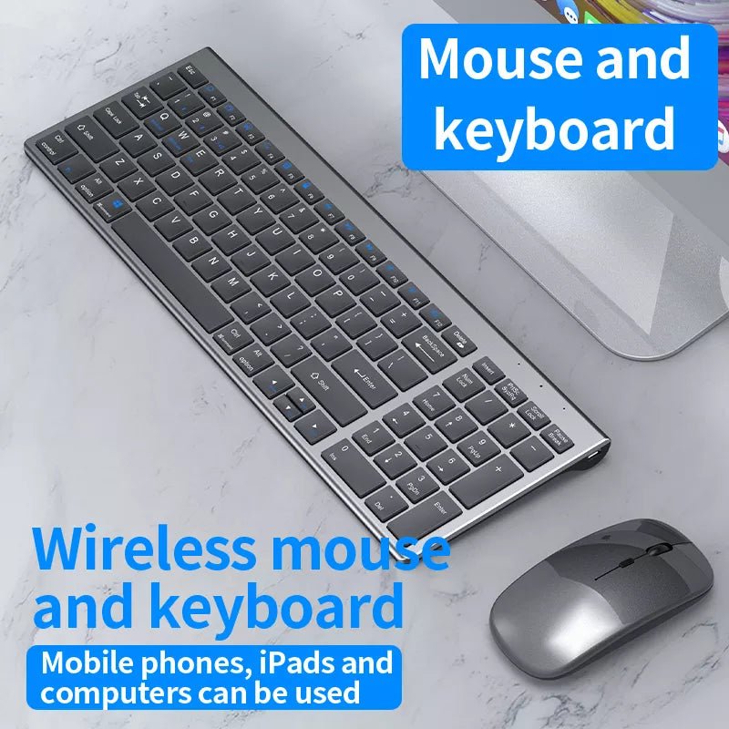 Bluetooth keyboard and mouse combo side view