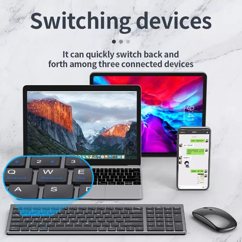 Luxury Bluetooth Wireless Mouse & Keyboard Set—Rechargeable 2.4G